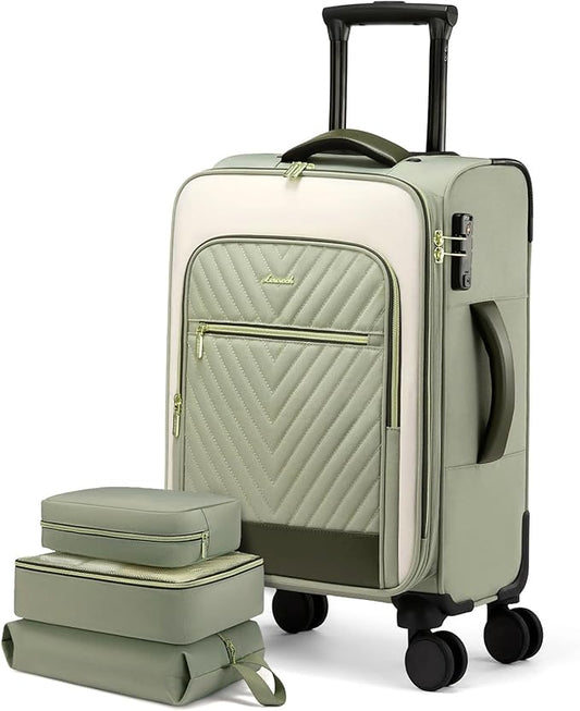LOVEVOOK Carry On Luggage 22x14x9 Airline Approved,20 Inch Carry-on Suitcase for Women,Softside Suitcases with Wheels,Roll...