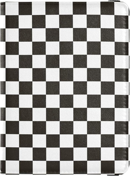 Black and White Checkerboard Passport Holder and Vaccine Card Holder Combo,Fit for 4 x 3 Vaccine Card Black and White Chec...