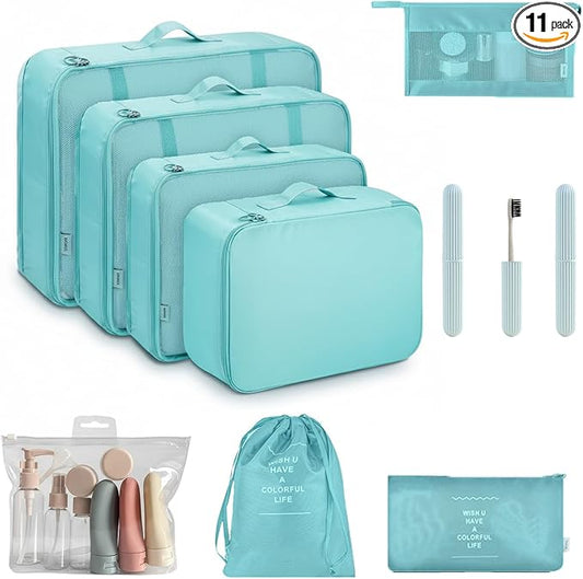 11 Set Packing Cubes for Travel,Gifts for Women Mom,Anti-Tearing Suitcase Organizer for Luggage with Shoe & Hanging Toilet...