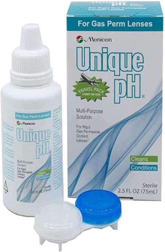 Unique pH Travel Pack- Multipurpose Solution for Gas Permeable Contact Lenses -2.5 Fluid Ounces