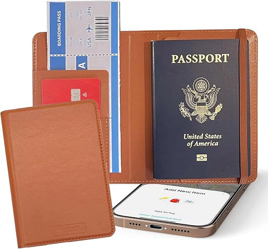 Smart Passport Holder [MFi Certified] Built-in Tracker Compatible with Find My app for Christmas Stuffers for Women or Men...
