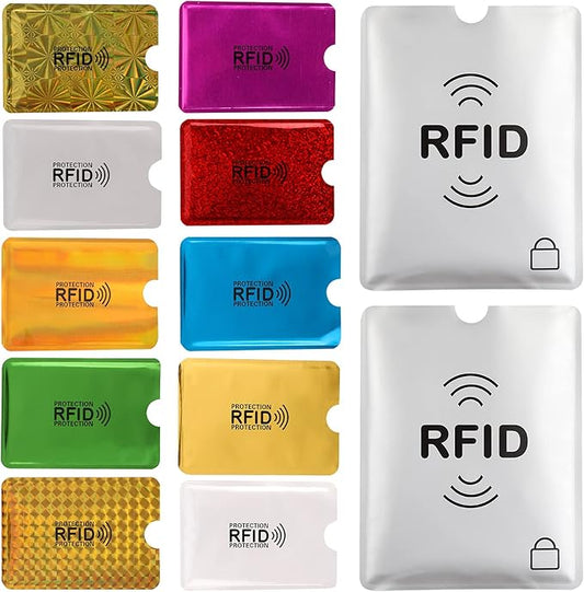 Aigee 28 RFID Blocking Sleeves (24 Credit Card Protector Holders in 12 colors & 4 Passport Protectors), Identity Theft Pro...
