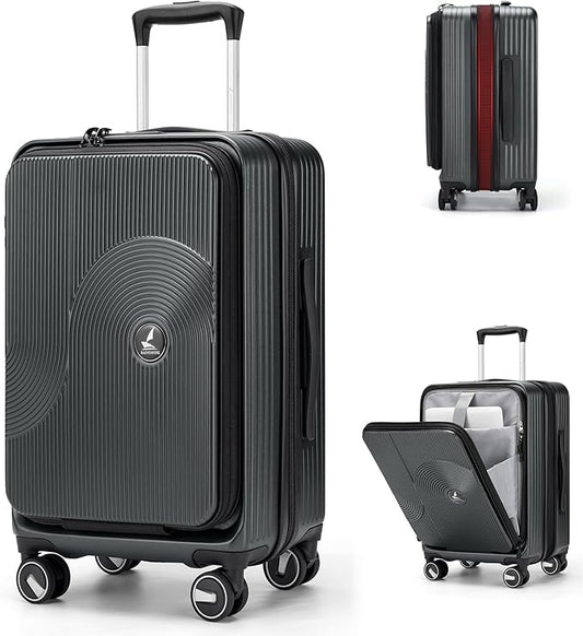 RAINSMORE Carry on Luggage Airline Approved, 20 Inch Expandable Hard Sided Carry on Suitcase with Spinner Wheels, Hard She...