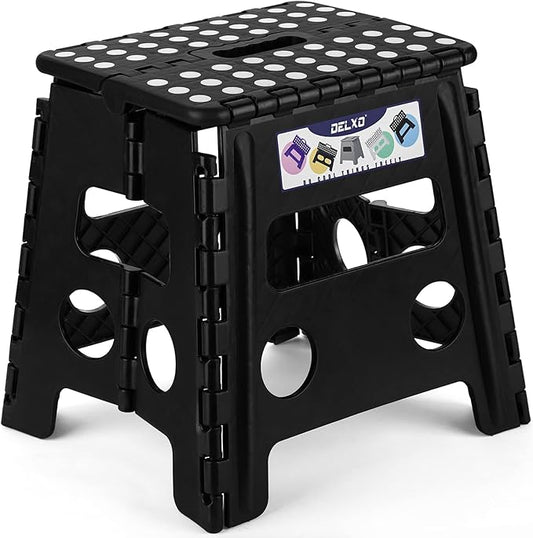 Delxo Folding Step Stool, 13 inch Non-Slip Foldable Stools Up to 300 LBS, Step Stool with Handle, Lightweight for Kitchen,...