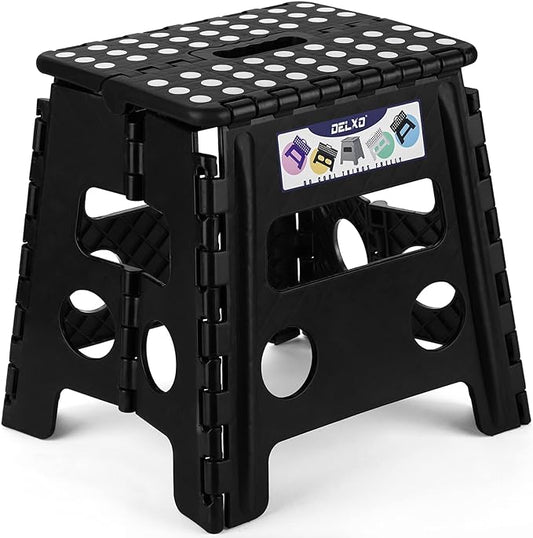 Delxo Folding Step Stool, 13 inch Non-Slip Foldable Stools Up to 300 LBS, Step Stool with Handle, Lightweight for Kitchen,...