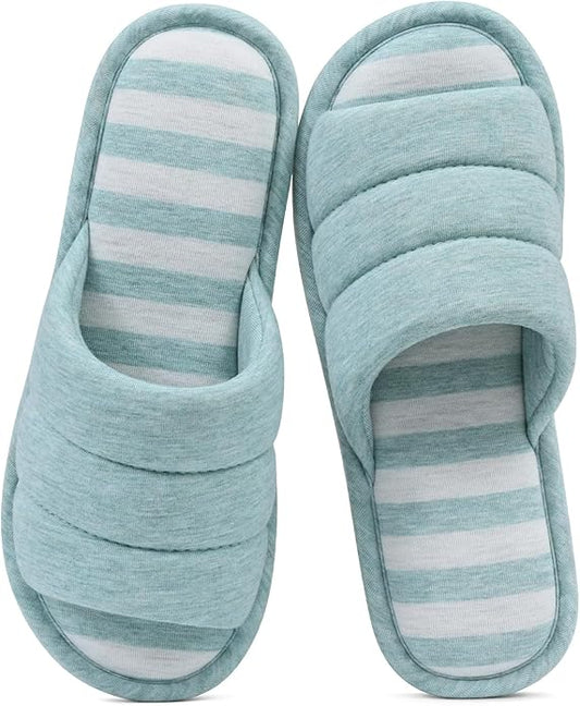 shevalues Open Toe House Slippers for Women Men Soft Cotton Indoor Shoes Memory Foam Slip On bedroom Slippers