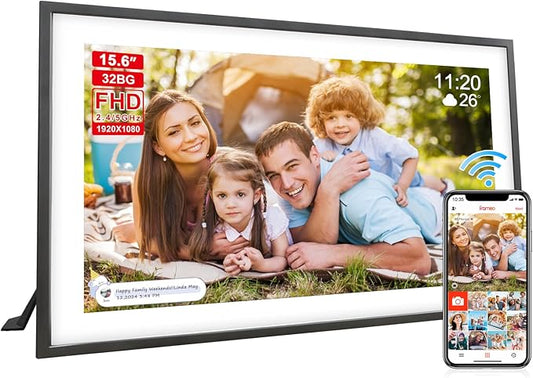 Digital Picture Frame 15.6 Inch Large Frameo Digital Photo Frame，32GB, 1920 * 1080 IPS HD Touch Screen, Electronic Picture...