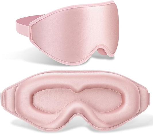 FlyCoco 99% Fully Block Out Light Eye Sleep Mask, 3D Deep Contoured Eyes Cover Zero Pressure, Long Lash Extension Eyes Mas...