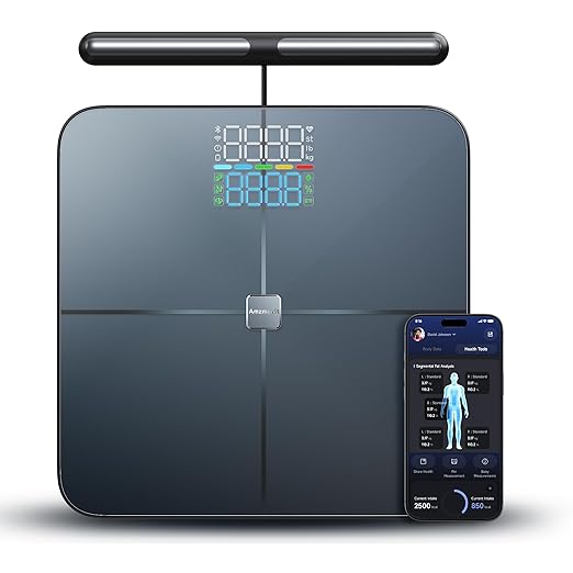 Amzmerit Smart Scale for Body Weight, 8-Electrode Larger Platform Digital Scale for Weight Fat BMI 28 Body Composition Mea...