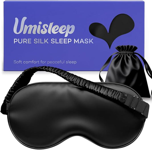 Umisleep Sleep Mask for 100% Pure Mulberry Silk, 22 Momme 6A Soft Eye Masks for Sleep, Adjustable Sleep Masks for Women Me...