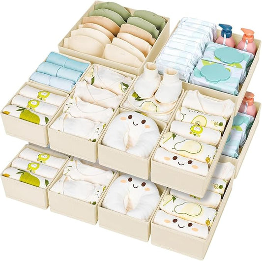 DIMJ Drawer Organizer Clothes 15 Pack - Foldable Baby Organizers and Storage & Closet Organizers for Bedroom, Closet - Nur...