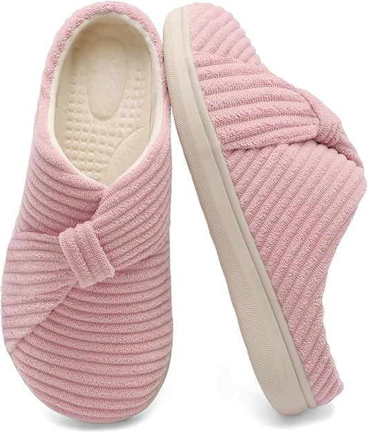LeIsfIt Slippers for Women Wide Memory Foam House Slippers Corduroy Slip on Bedroom Slipper Non-slip Warm House Shoes Indo...