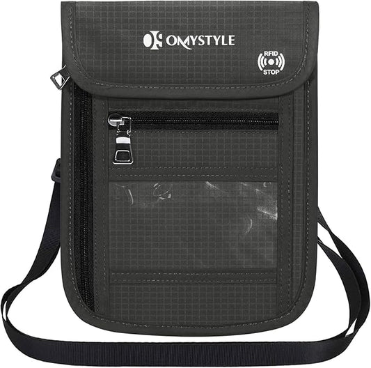 OMYSTYLE Neck Wallet, RFID Passport Holder for Travel, Adjustable Neck Strap, Waterproof Neck Pouch for Men & Women to Kee...