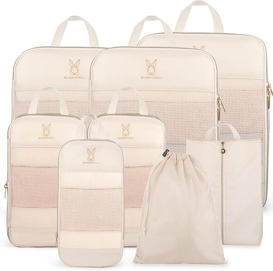 Expandable Compression Packing Cubes for Suitcases,6 Set Lightweight Compressible Travel Packing Organizer for Carry on Su...