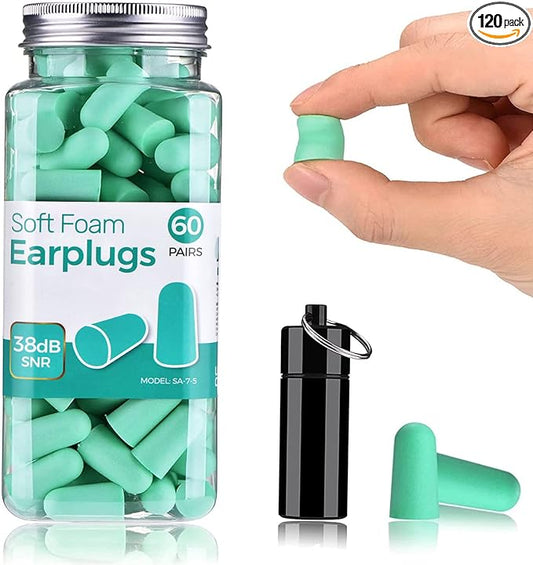 Ultra Soft Ear Plug for Sleeping, 120 PCs High Noise Cancelling Earplug with Aluminum Case, Industrial-Grade Hearing Prote...