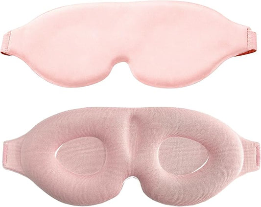 Sleep Mask for Women Men Comfortable Blockout Soft 3D Padded Eye Mask for Sleeping Side Sleeper Friendly Pink