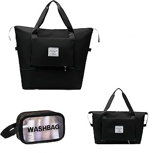 RichMoro Large Capacity Foldable Travel Bag, Expandable lightweight Carry on Bag, Dry with Wet Separation Spor Duffel Bags