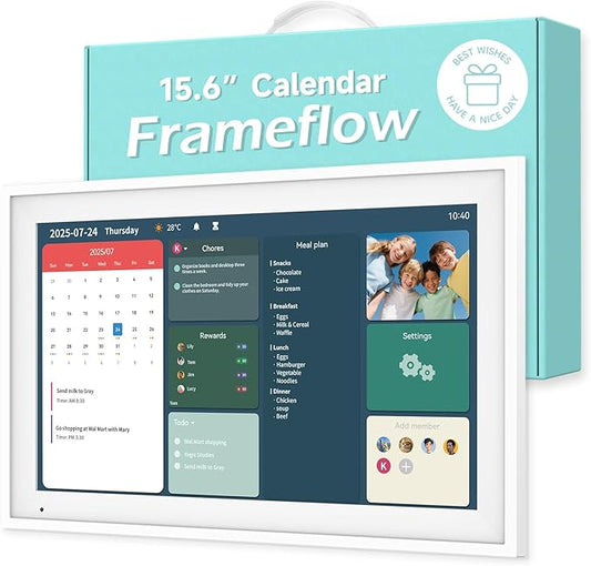 15.6-inch Digital Calendar Chore Chart, Electronic Wall Planner Smart Calendar Touchscreen for Family Schedules, Meal Plan...