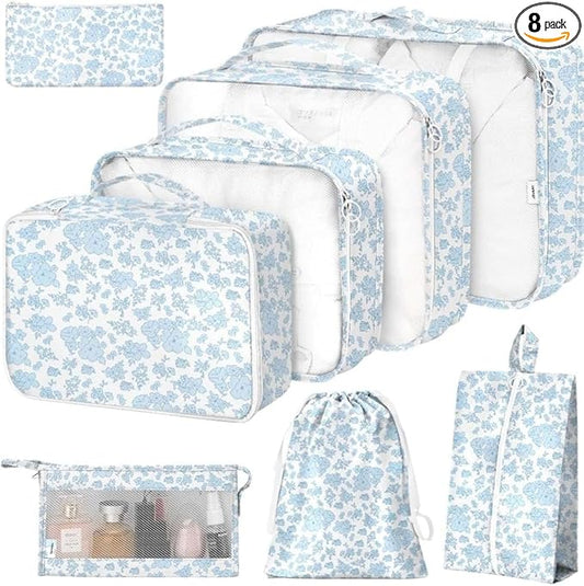 8 Set Packing Cubes for Suitcases,Packing Cube with Shoe, Cosmetics, Clothing, and Accessories Bags Packing Cubes for Trav...
