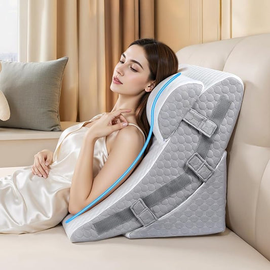 VRSHOAT 3PCS Bed Wedge Pillow Set for Sleeping, 12&18&23 Inch Adjustable Height Memory Foam Pillow Wedge for After Surger...