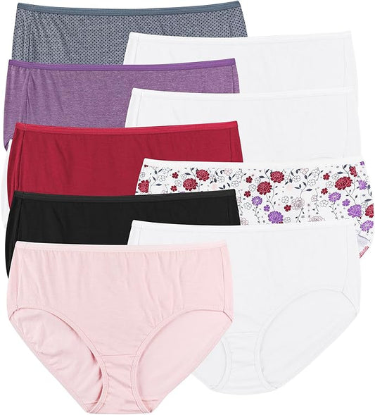 Hanes Women's Underwear Brief Pack, 10-Pack, Full-Coverage Brief Panties, Moisture-Wicking Underwear for Women