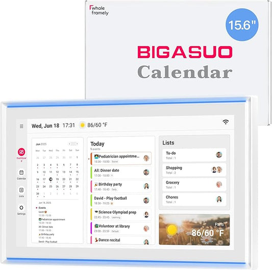 15.6 Inch Digital Calendar, Full HD Touchscreen Smart Planner for Family Schedules - Wall & Desk Mount, Great for Seamless...