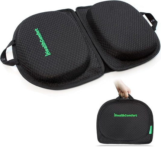 IHEALTHCOMFORT Small Travel Seat Cushion,Gel Memory Foam Seat Cushion,Supportive Butt Pillow,Portable and Foldable for Lon...