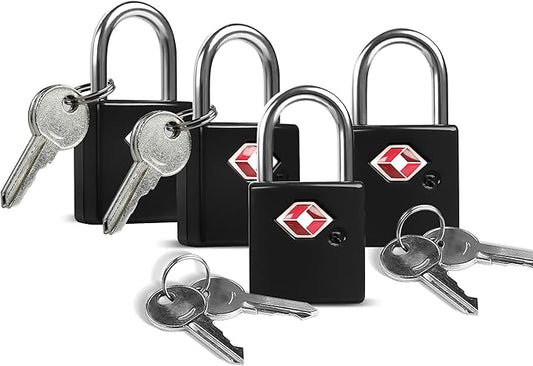 UP Security TSA Locks for Luggage with Keys, Luggage Locks TSA Approved 4 Pack, International Travel Essentials, Small Pad...