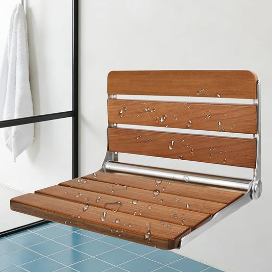Foldable Shower Seat Wall Mounted, Folding Shower Bench for Small Shower Spaces, 400lbs Max Load for Inside Shower, 16"