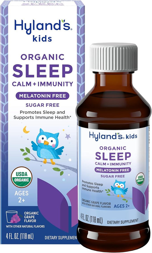 Hyland's Kids Melatonin-Free Organic Sleep Calm & Immunity Liquid, Sugar-Free with Magnesium, Vitamin D, Zinc & Elderberr...