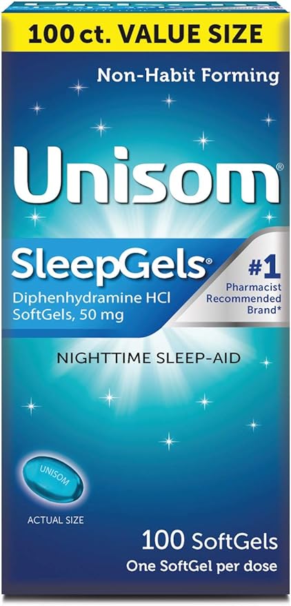 Unisom Nighttime Sleep-Aid Gels, Diphenhydramine HCI 50mg, 100 Count