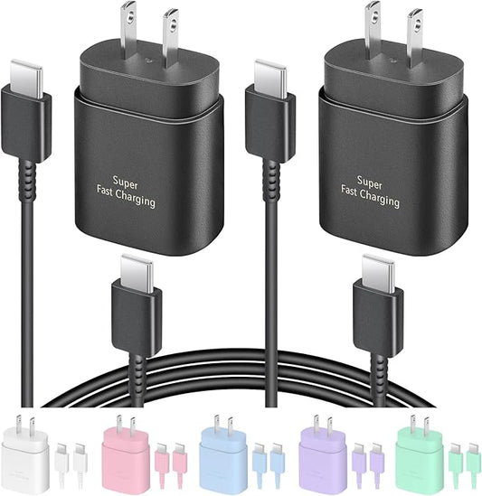 AISNI USB C Charger, 2 Pack 25W Type C Charger Fast Charging with USBC Chargers Cable 6 FT Android Phone Charge for Galaxy...
