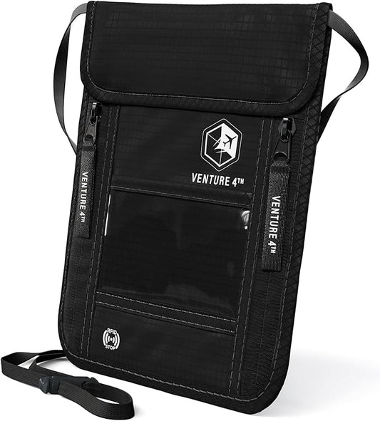 VENTURE 4TH Neck Wallet, RFID Blocking Passport Holder for Travel – Hidden Neck Pouch with 6 Compartments, Slim Lightweigh...