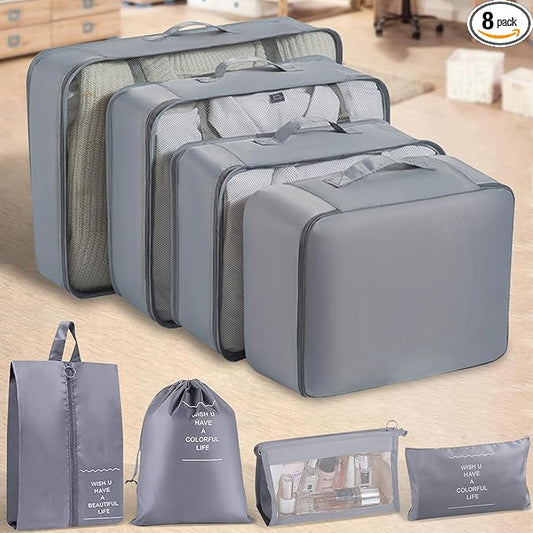 Packing Cubes 8 Set Travel Essentials for Carry on Luggage Organizers Bag Packing Cubes for Suitcases Travel Accessories (...
