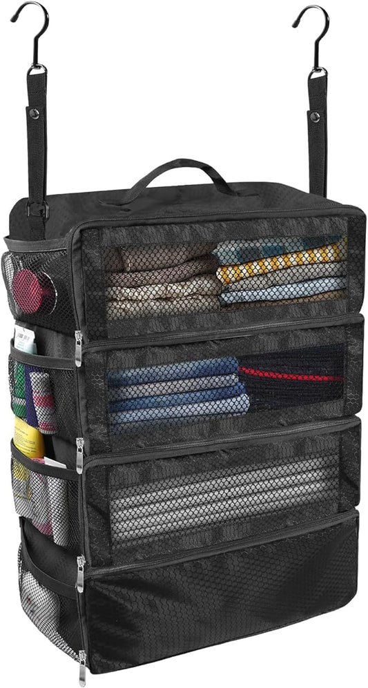 Olosar Suitcase Organizer, Travel Luggage Organizer Portable Hanging Travel Shelves Collapsible Hanging Packing Cubes for ...