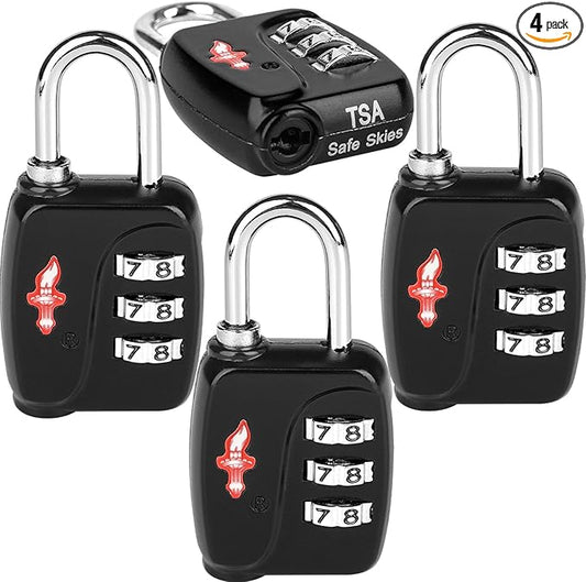 iGurutr TSA Locks 4-Pack - Ultra Lightweight Travel & Gym Combo Locks (54g Each!), TSA Approved Secure Luggage Locks for S...