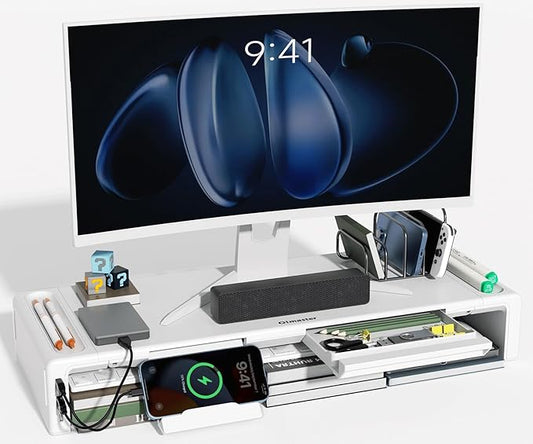 OImatser Monitor Stand Riser 3.0 USB HUB, Type-C Data Port, Foldable Computer Monitor Riser, Adjustable Length Computer St...