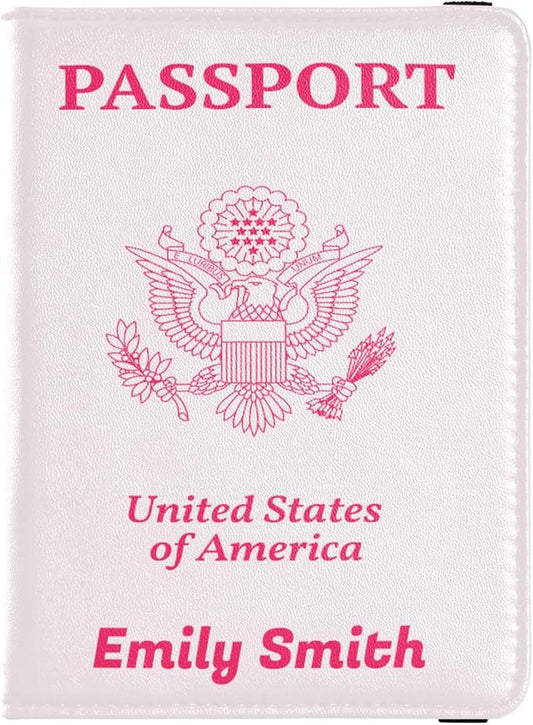 Personalized Passport Holder Cover Wallet Combo Custom Name PU Leather Passport Vaccine Card Protector for Women Men Trave...