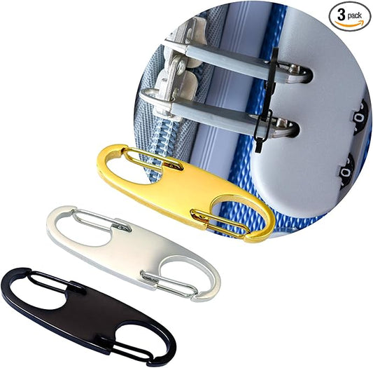 3 Pcs Stainless Steel Anti-Theft Clip Locks, Security Hooks for Luggage, Clothing, Backpacks, Boots, Purses & Travel | Bla...