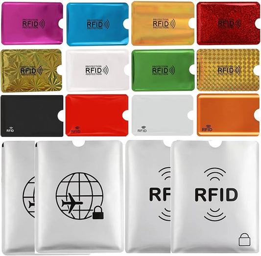 Schembo 16 RFID Blocking Sleeves Set (12 Colorful Credit Card Protector RFID Blocking Sleeve & 4 RFID Passport Holder). Ef...