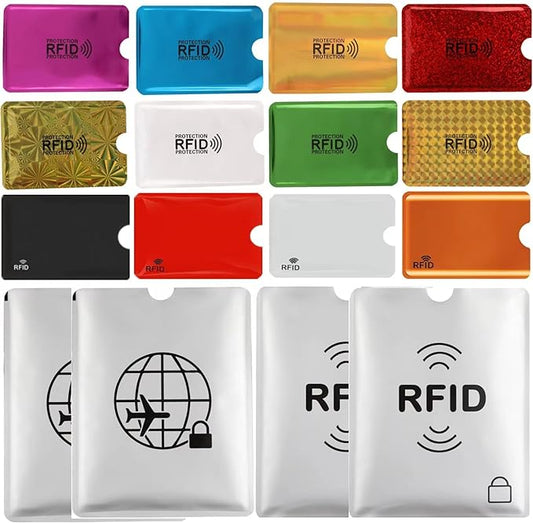 Schembo 16 RFID Blocking Sleeves Set (12 Colorful Credit Card Protector RFID Blocking Sleeve & 4 RFID Passport Holder). Ef...