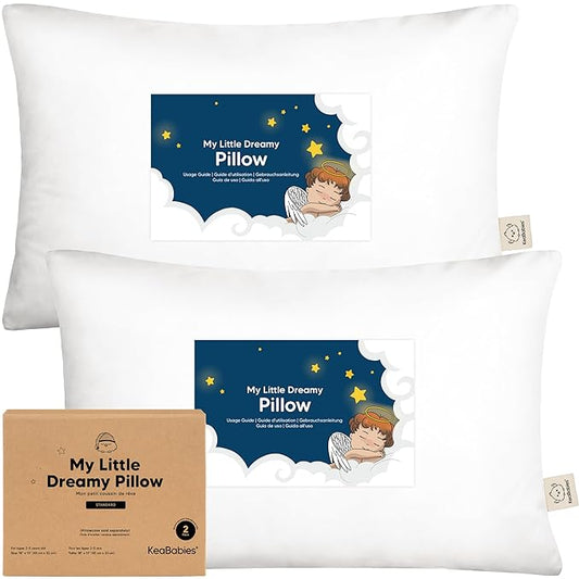 KeaBabies 2-Pack Toddler Pillow 13x18 - Soft Organic Cotton Kids Travel Bed Pillows for Sleeping, School, Nap, Machine Was...