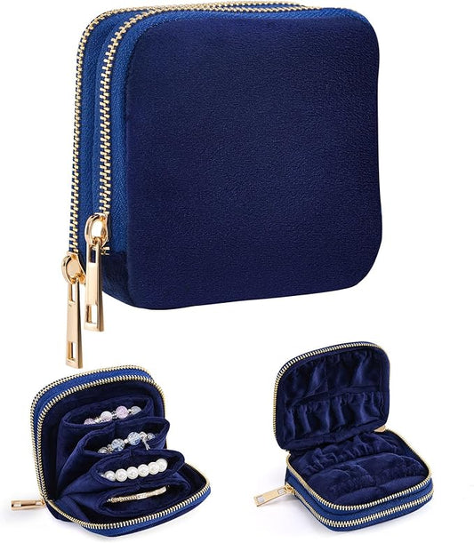 Laveminyx Double Layer Jewelry Pouch for Travel, Small Jewelry Organizer Bag with Separate Compartments,Soft Velvet with 2...