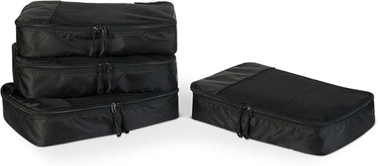 Amazon Essentials 4-Piece Packing Cubes Travel Accessories Set, Luggage Organizer with Double Zipper, Mesh Top, 100% Polye...