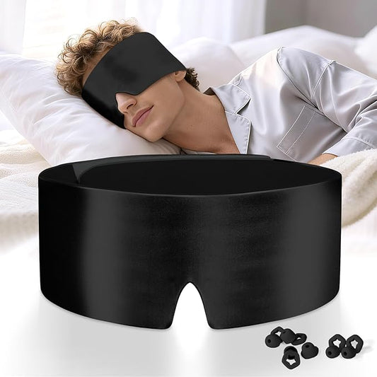 Warmcuddly Sleep Mask for Adult Blackout: Reversible Dual-Sided Eye Mask with Adjustable Band - Soft Cotton and Silky Cool...
