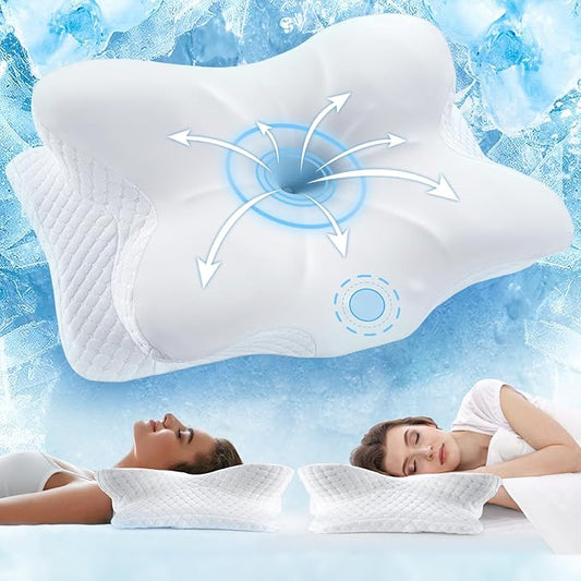 Vuteehy Cervical Neck Pillow for Pain Relief - Cooling Memory Foam Pillows for Sleeping, Ergonomic Side Sleeper Pillow for...