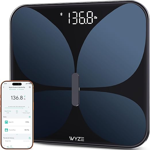 Wyze Smart Scale X Butterfly - Scale for Body Weight, BMI, Body Fat, Muscle Mass, Accurate Bathroom Digital Scale with Hea...