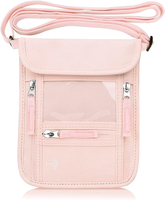 WALNEW Passport Holder Neck Pouch Travel Wallet for Women and Men, RFID Blocking Security Slim Traveling Wallet with Aroun...