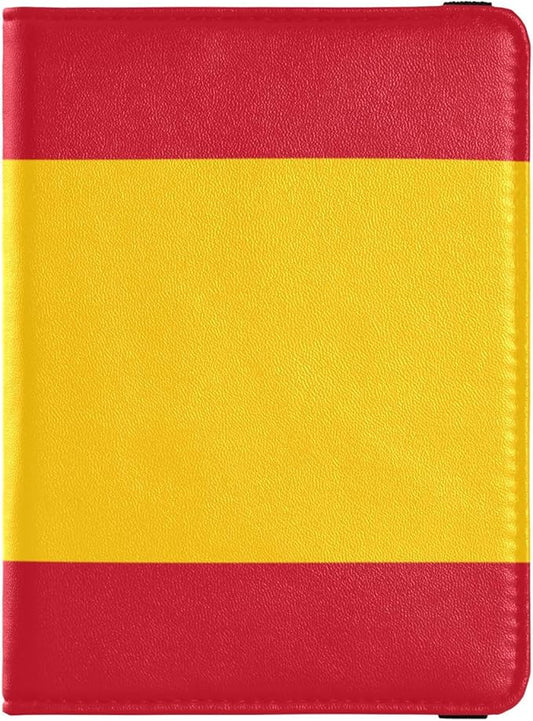 Spain Flag Leather Passport and Vaccine Card Holder Combo Passport Case Travel Documents Wallet Passport Holder Combo with...