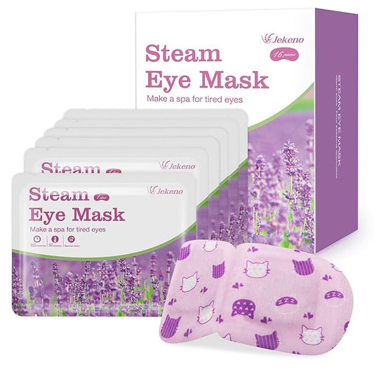 Jekeno Steam Eye Mask, 16 Packs Eye Masks for Dry Eyes, 40-60 Minutes Self Moist Warm Compress Heated Disposable Mask for ...